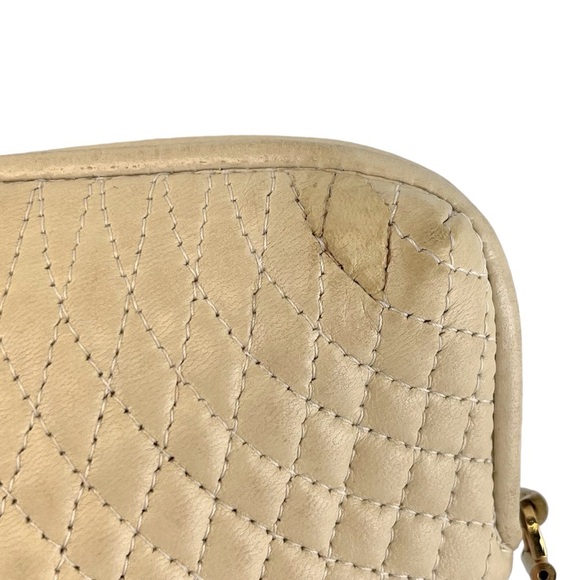 Bally Lambskin Leather Quilted Crossbody Bag with Gold Tone Chain in Cream - Picture 8 of 16